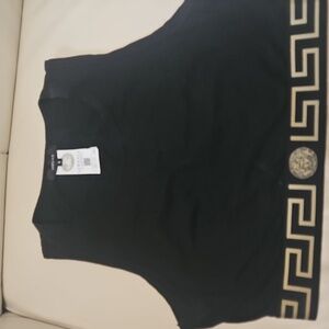 Versace Black Sleeveless Logo Crop Top